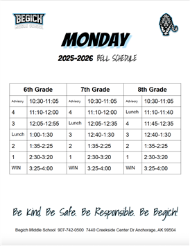 Monday Bell Schedule